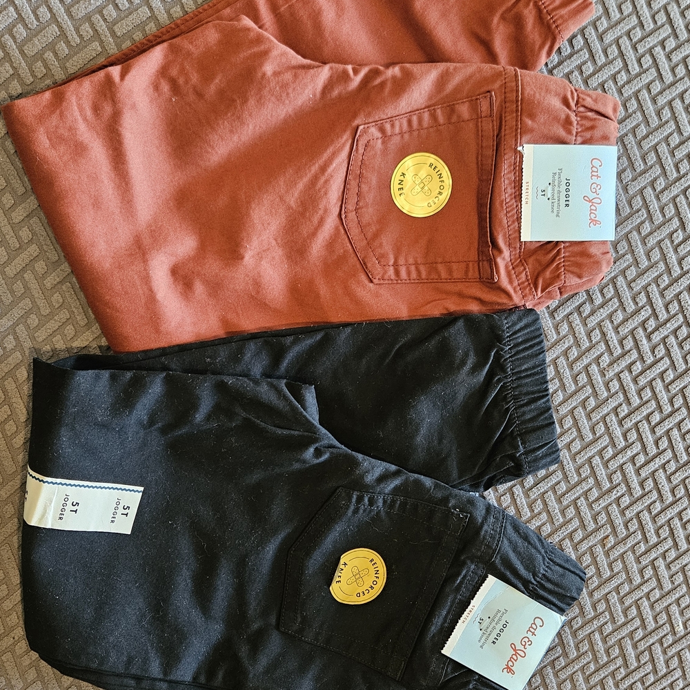 Cat & Jack Kids Joggers, 2 Pair - Rust and Black